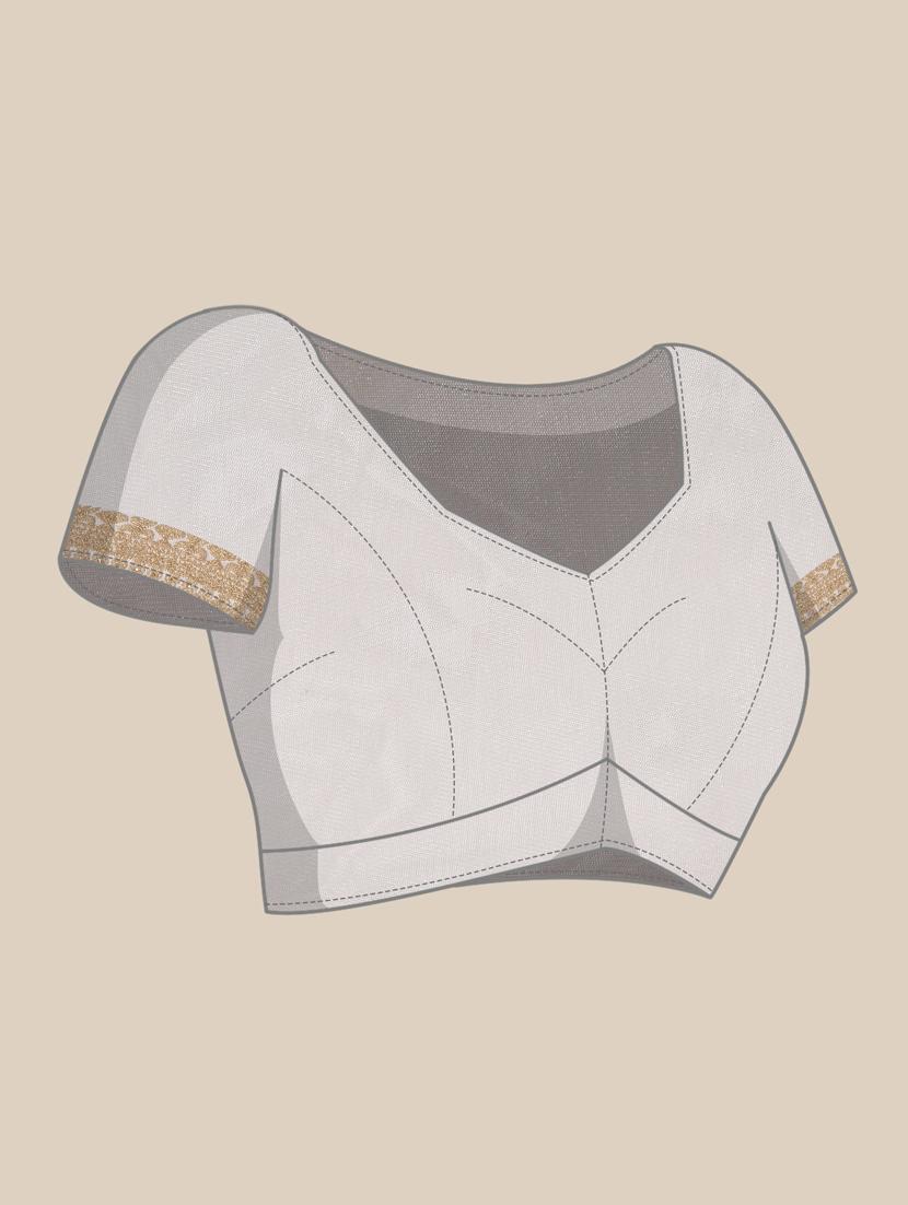 cream embroidered saree with blouse - 18404129 - Zoom Image - 4