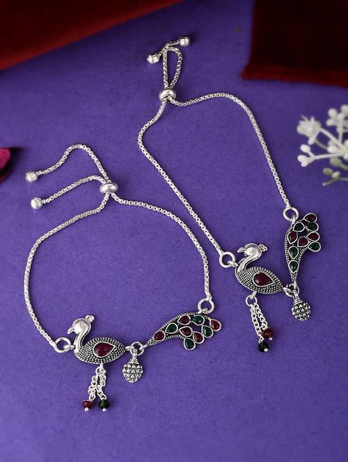 silver brass anklets and payal - 18404209 - Standard Image - 1