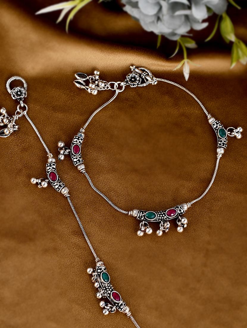 silver brass anklets and payal - 18404288 - Zoom Image - 1