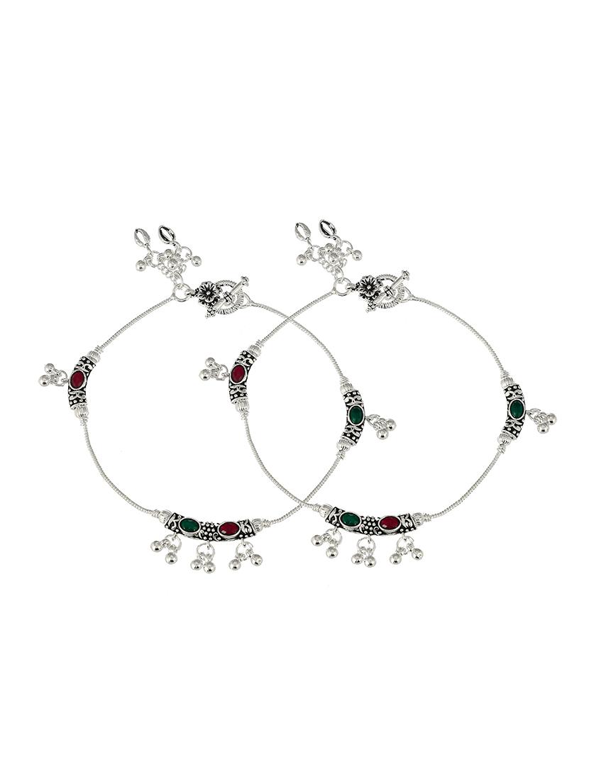silver brass anklets and payal - 18404288 - Zoom Image - 2