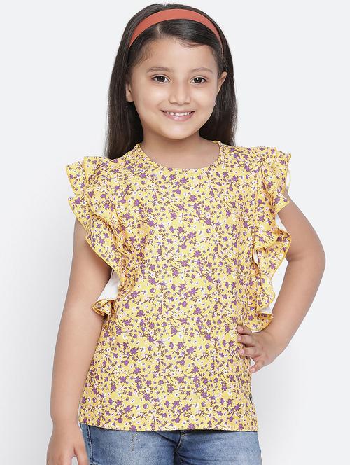 yellow floral regular top - 18404650 - Standard Image - 1