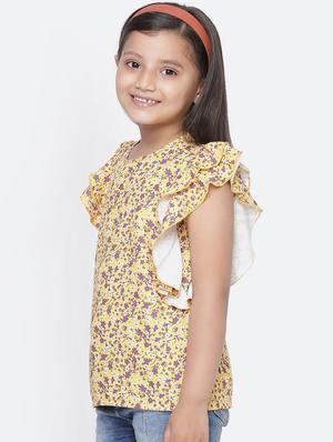 yellow floral regular top - 18404650 - Standard Image - 2