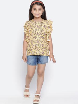 yellow floral regular top - 18404650 - Standard Image - 4