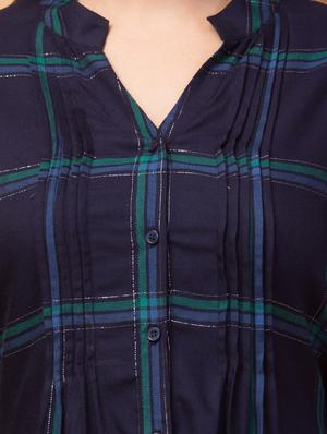 mandarin neck checkered tunic - 18404888 - Standard Image - 6