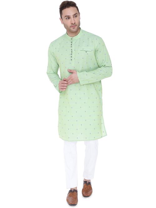 green self-designed long kurta - 18405020 - Standard Image - 1