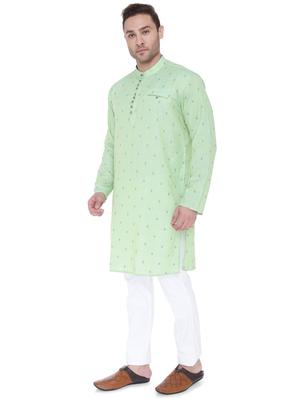 green self-designed long kurta - 18405020 - Standard Image - 3