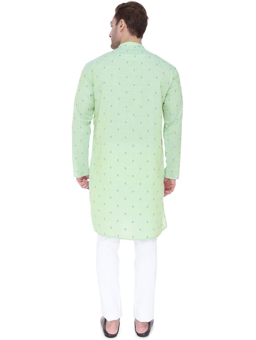 green self-designed long kurta - 18405020 - Zoom Image - 4