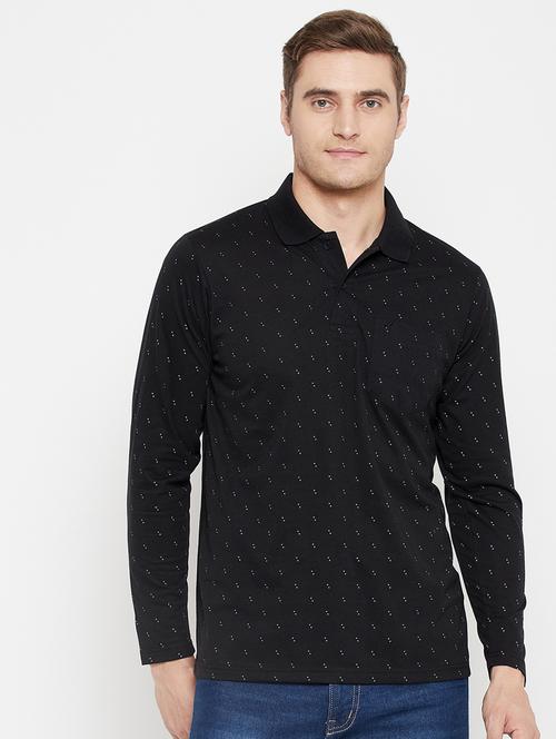 black printed polo t-shirt - 18405725 - Standard Image - 1