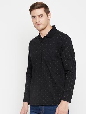 black printed polo t-shirt - 18405725 - Standard Image - 3
