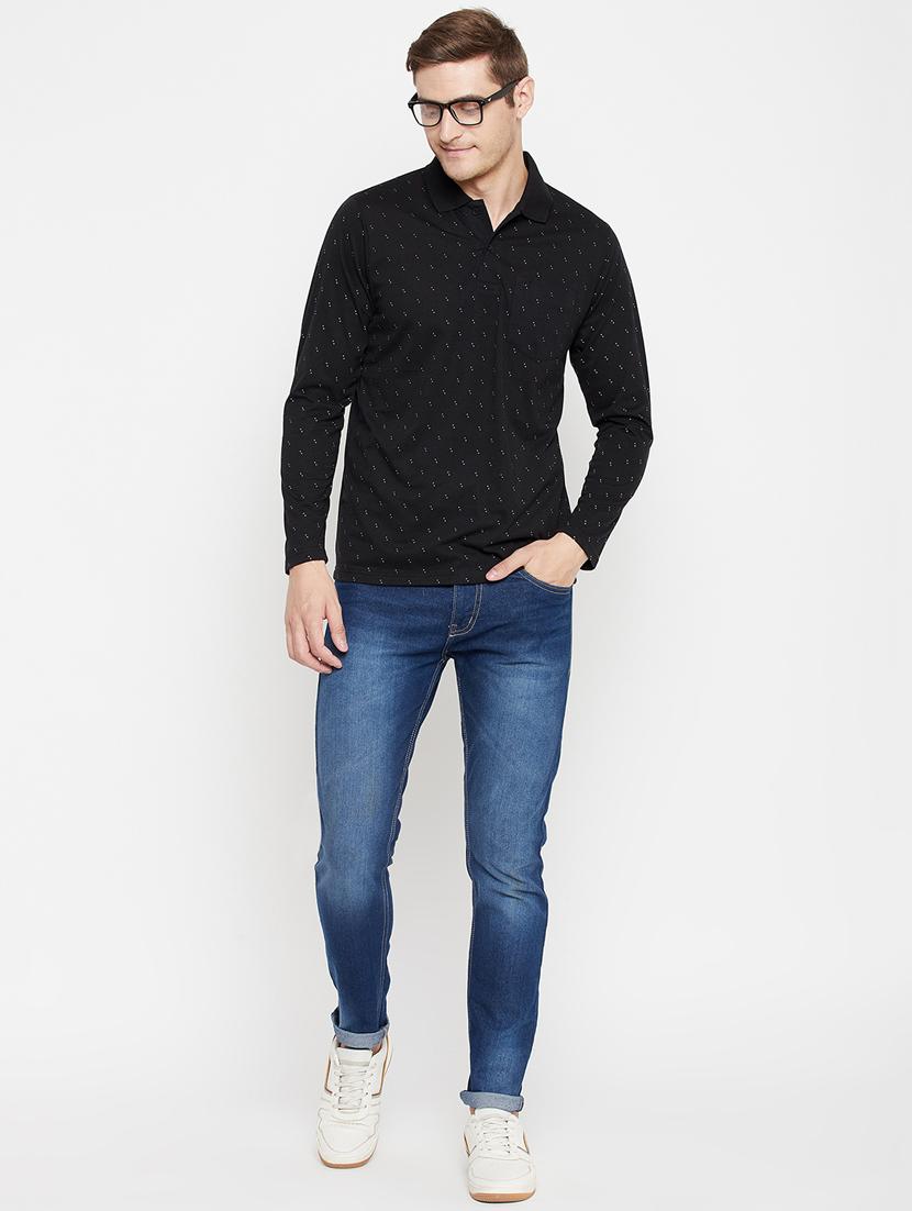 black printed polo t-shirt - 18405725 - Zoom Image - 5