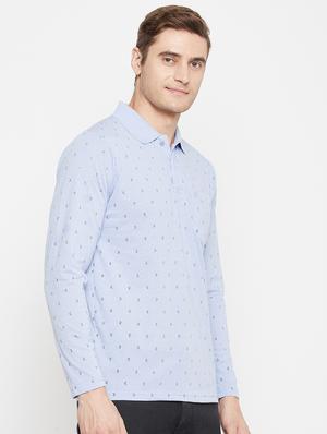 light blue printed polo t-shirt - 18405733 - Standard Image - 3