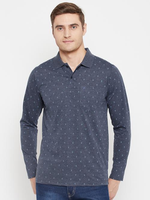 blue printed polo t-shirt - 18405735 - Standard Image - 1