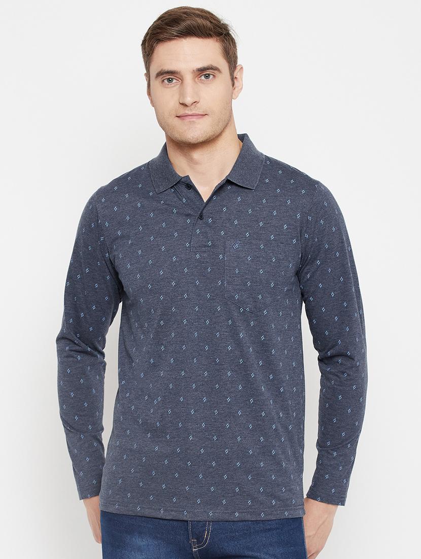blue printed polo t-shirt - 18405735 - Zoom Image - 1