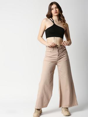 single shoulder solid crop top - 18405776 - Standard Image - 5