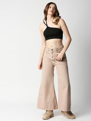 single shoulder solid crop top - 18405776 - Standard Image - 6