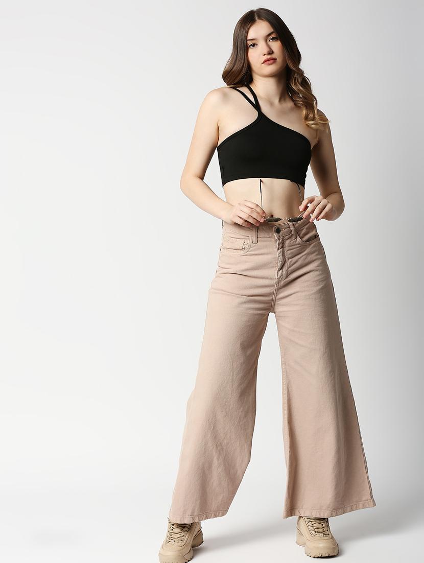 single shoulder solid crop top - 18405776 - Zoom Image - 5