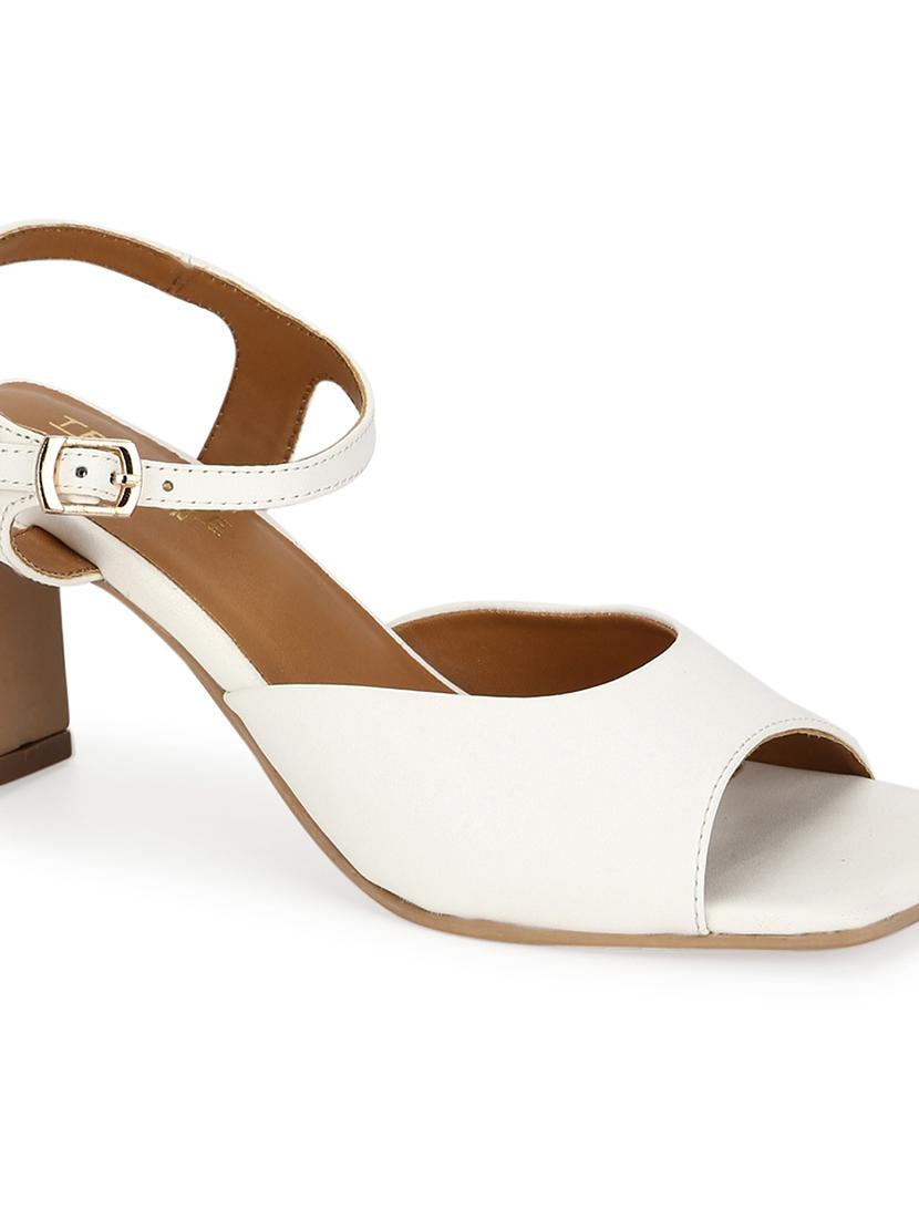 white pu ankle strap sandals - 18405945 - Zoom Image - 4