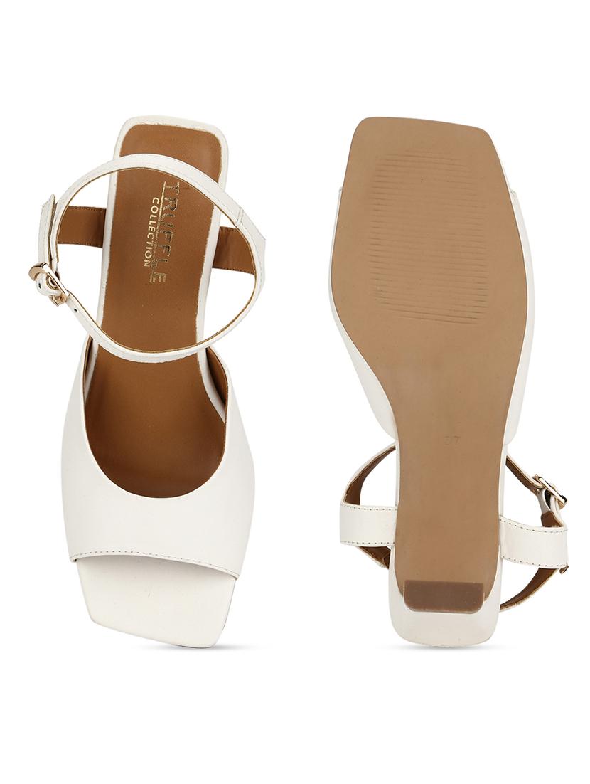 white pu ankle strap sandals - 18405945 - Zoom Image - 5