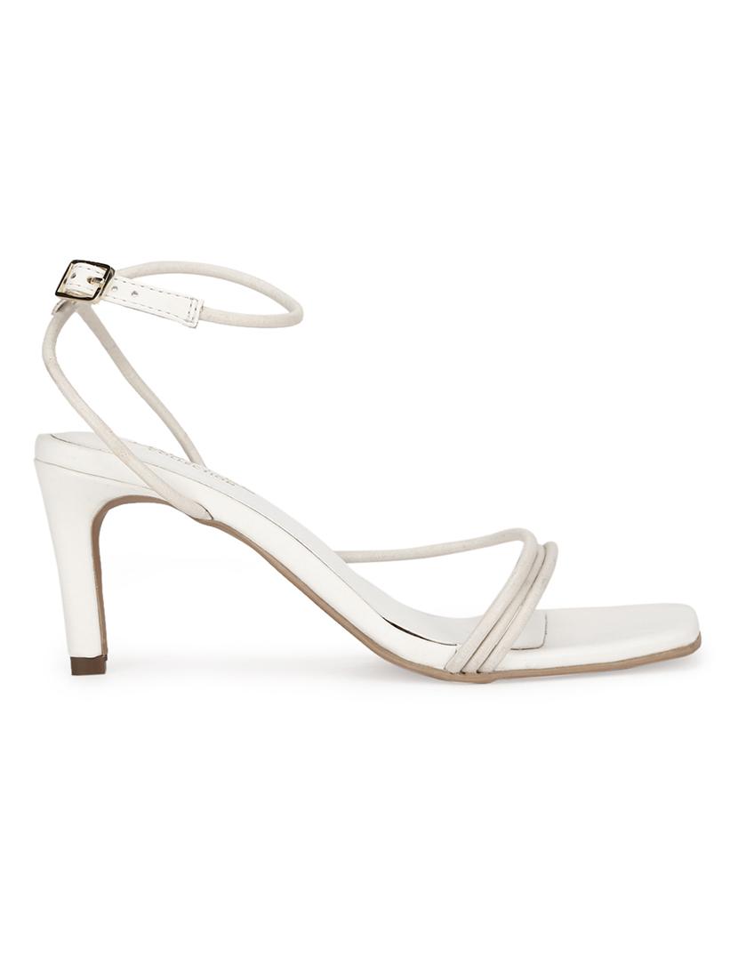 white pu ankle strap sandals - 18405950 - Zoom Image - 2