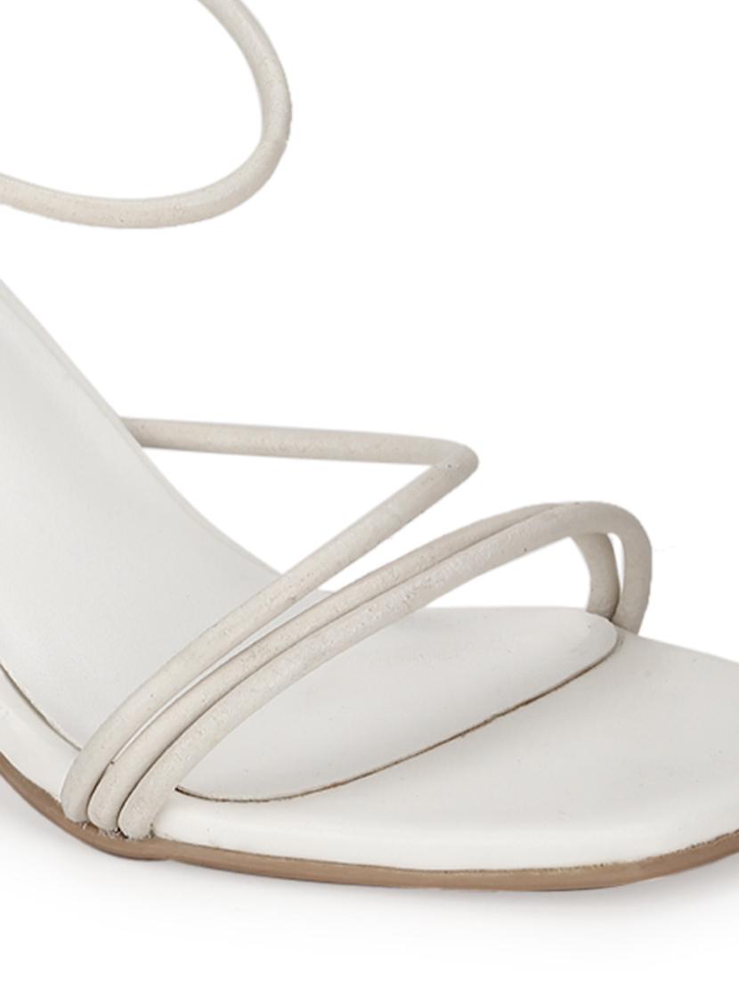 white pu ankle strap sandals - 18405950 - Zoom Image - 4