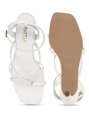 white pu ankle strap sandals - 18405952 - Standard Image - 5
