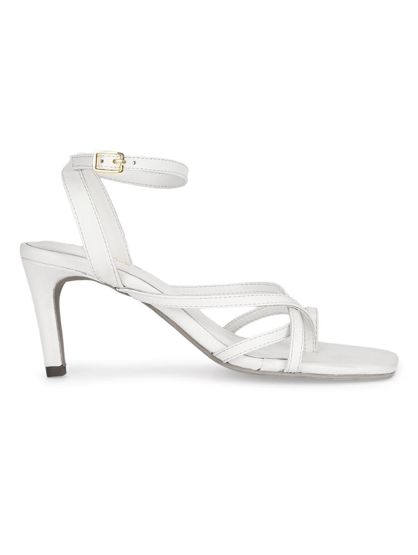 white pu ankle strap sandals - 18405952 - Zoom Image - 2