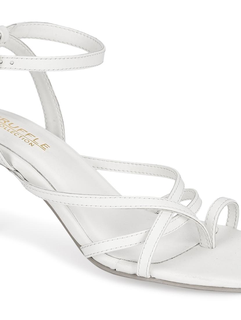 white pu ankle strap sandals - 18405952 - Zoom Image - 4
