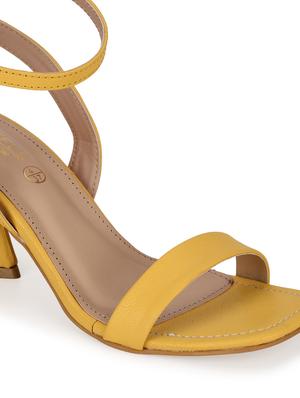 yellow pu ankle strap sandals - 18405966 - Standard Image - 4