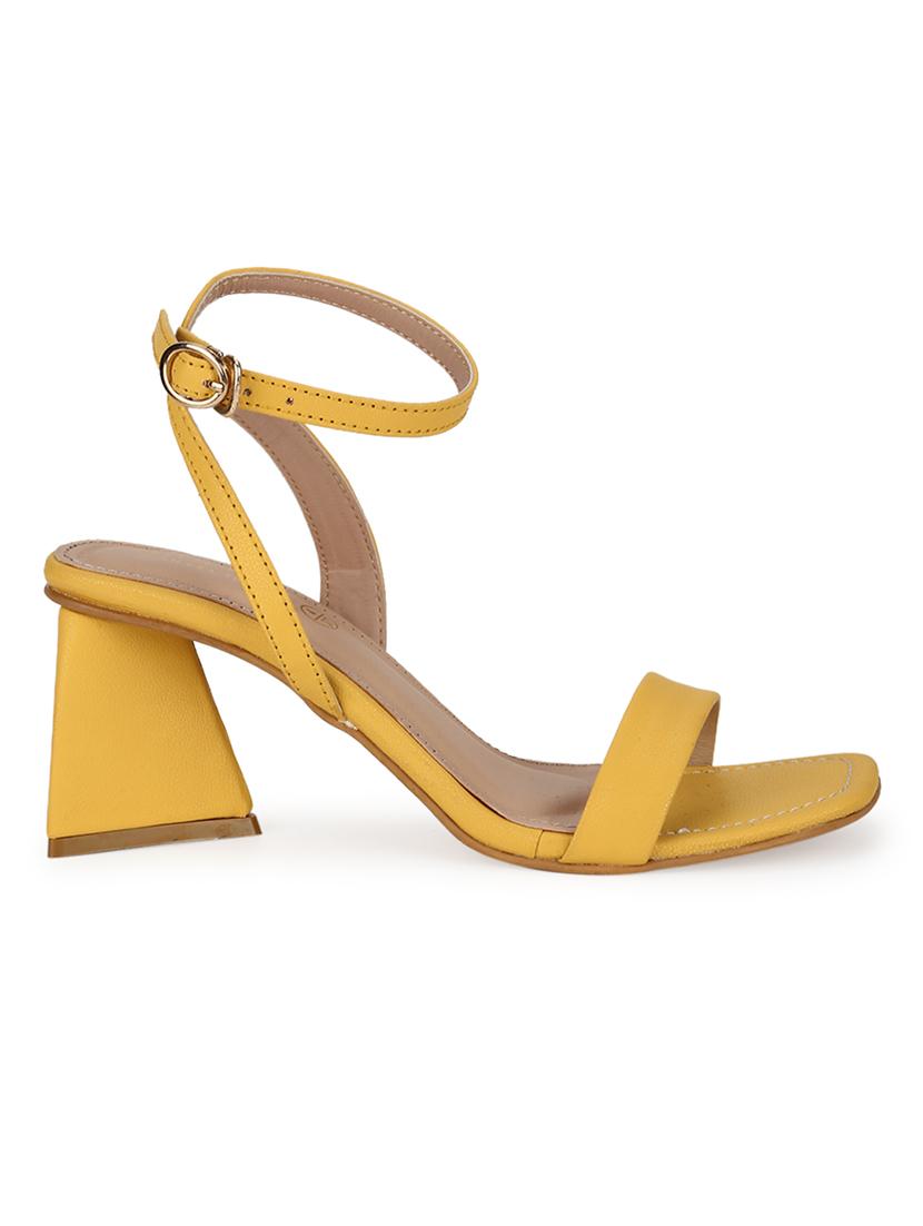 yellow pu ankle strap sandals - 18405966 - Zoom Image - 2