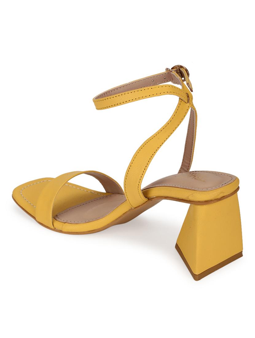 yellow pu ankle strap sandals - 18405966 - Zoom Image - 3