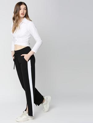 mid rise side taped wide leg trouser - 18405976 - Standard Image - 4