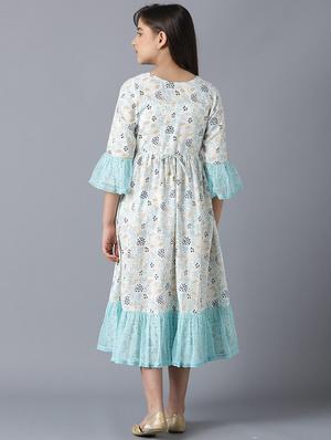 white printed flared kurti - 18406150 - Standard Image - 3