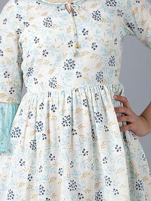 white printed flared kurti - 18406150 - Standard Image - 4