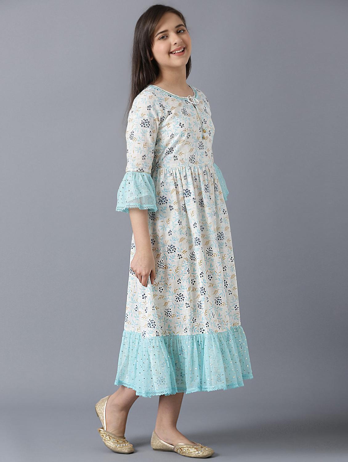 white printed flared kurti - 18406150 - Zoom Image - 2