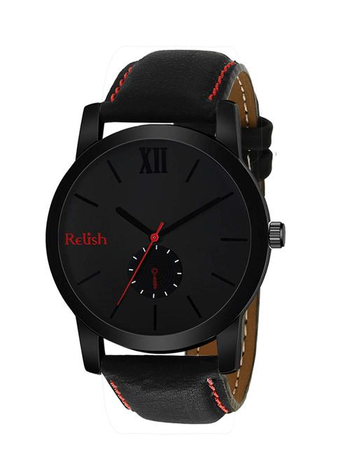 relish casual analog black dial men's leather strap watch - 18406170 - Standard Image - 1