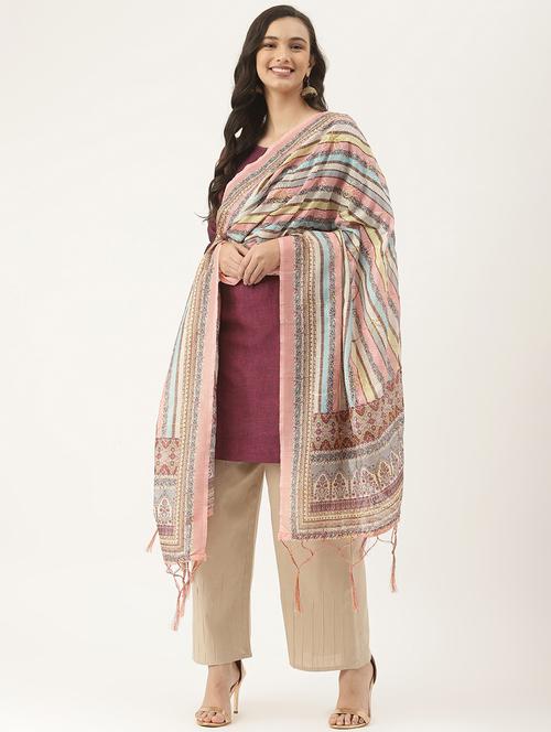 multi colored striped dupatta - 18406384 - Standard Image - 1