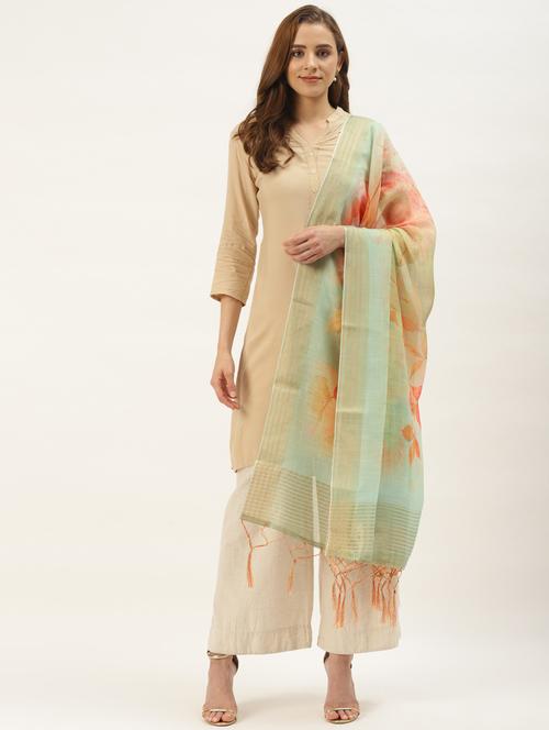 green art silk printed dupatta - 18406414 - Very Small Image - 1