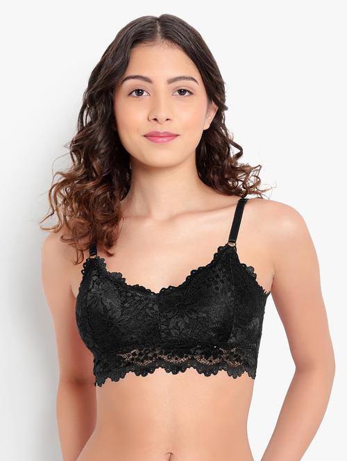black solid bralette bra - 18406666 - Standard Image - 1