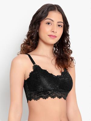 black solid bralette bra - 18406666 - Standard Image - 3