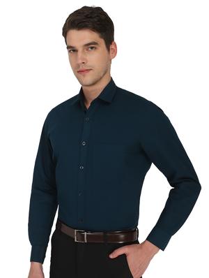 navy blue solid formal shirt - 18406670 - Standard Image - 2