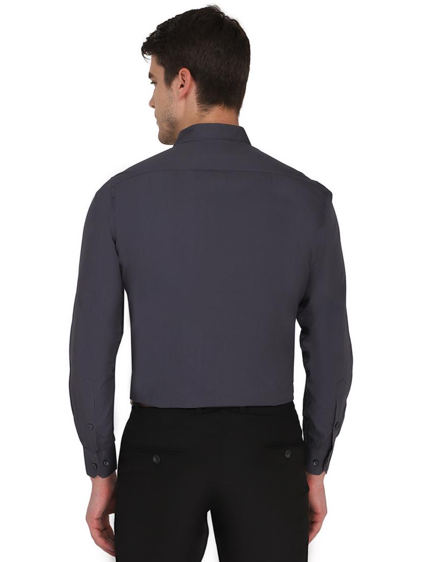 grey solid formal shirt - 18406671 - Zoom Image - 4