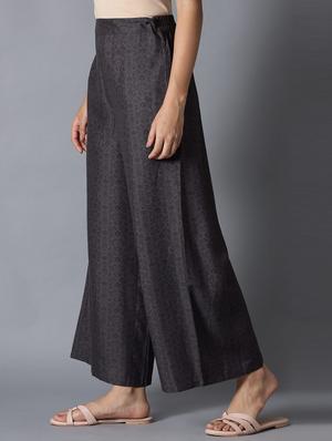 black floral flared palazzo - 18406707 - Standard Image - 2