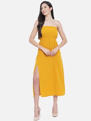 yellow solid empire line dress - 18407238 - Standard Image - 2