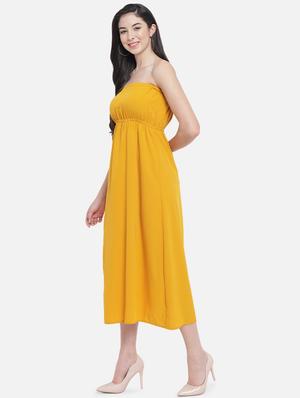 yellow solid empire line dress - 18407238 - Standard Image - 3