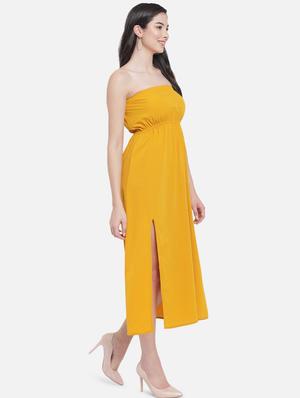 yellow solid empire line dress - 18407238 - Standard Image - 4