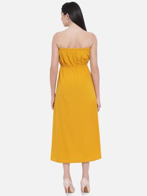 yellow solid empire line dress - 18407238 - Standard Image - 5