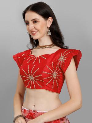 red floral flared lehenga - 18407357 - Standard Image - 4