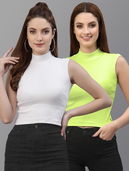set of 2 pcs solid crop top - 18407615 - Standard Image - 1