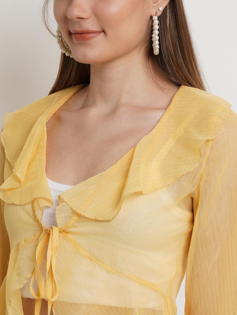 long sleeved solid short length shrug - 18407648 - Zoom Image - 5