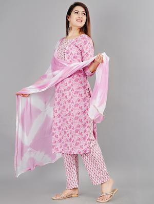 pink printed straight kurta - 18407812 - Standard Image - 3